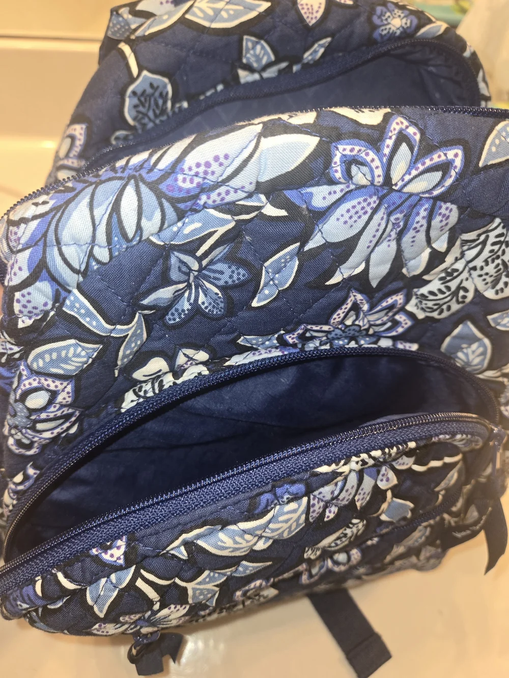 Vera Bradley Navy Floral Quilted Mini Backpack